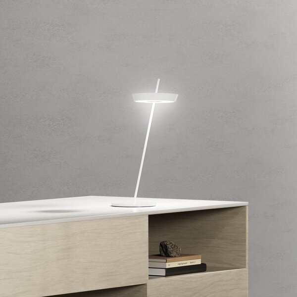 Sigor LED акумулаторна настолна лампа Mahina, бяла, височина 36 cm, метал, CCT, Затъмняване, Бял, Дневна/трапезария, Алуминий, Модерен