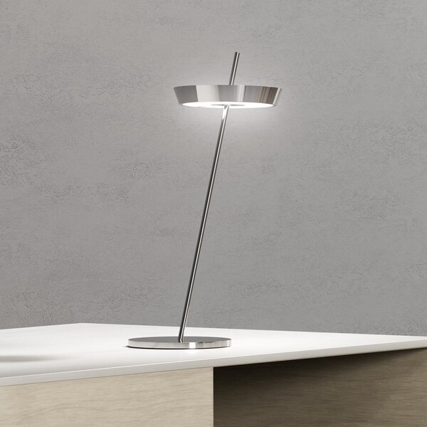 Sigor LED акумулаторна настолна лампа Mahina, хромирана, височина 36 cm, метал, CCT, Затъмняване, Металик, Дневна/трапезария, Алуминий, Модерен