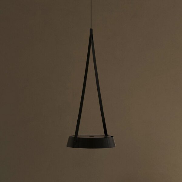 Sigor LED акумулаторна висяща лампа Mahina, черна, Ø 17 cm, метал, CCT, Затъмняване, Черен, Дневна/трапезария, Алуминий, Модерен