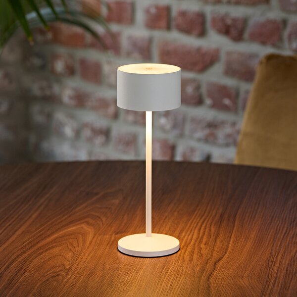 Sigor LED акумулаторна настолна лампа Veluna, бяла, комплект от 3 броя, 25 cm, IP44, Затъмняване, Бял, Дневна/трапезария, Алуминий, Модерен
