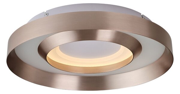 Brilliant LED таванна лампа Onix, Ø 40 cm, розово злато, метал, Затъмняване, Злато / месинг, Дневна/трапезария, Алуминий, Модерен