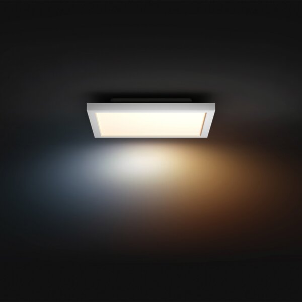 Philips Hue LED панел White Ambiance Aurelle, 30x30cm, бял, Затъмняване, Бял, Дневна/трапезария, Метал, Модерен