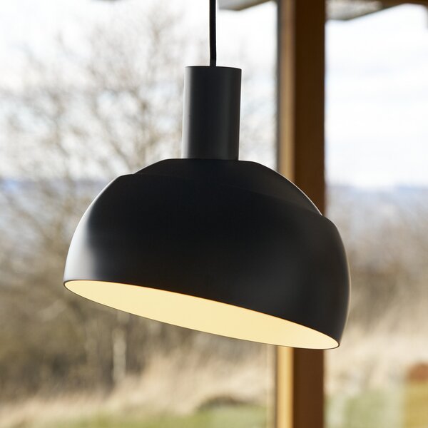Louis Poulsen висяща лампа FJ Elements, черна, 25 cm, E27, Затъмняване, Черен, Дневна/трапезария, Алуминий, Модерен
