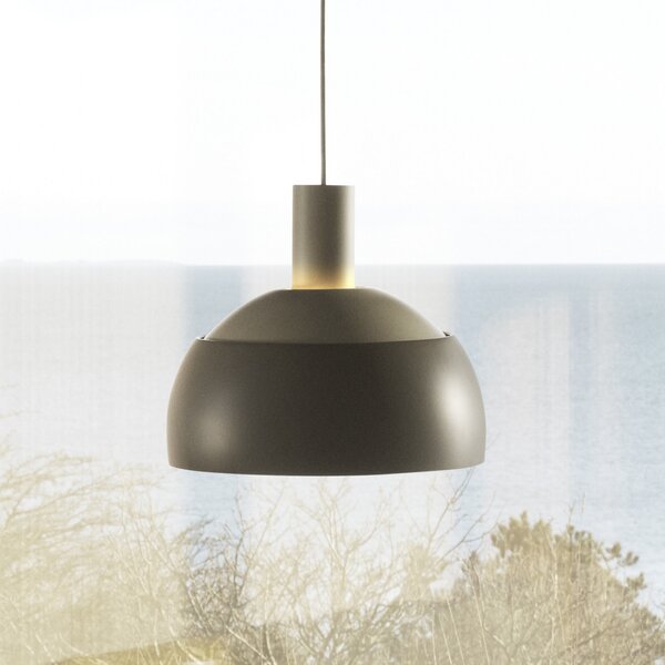 Louis Poulsen Висяща лампа FJ Elements, сива, Ø 25 cm, E27, Затъмняване, Сив, Дневна/трапезария, Алуминий, Модерен