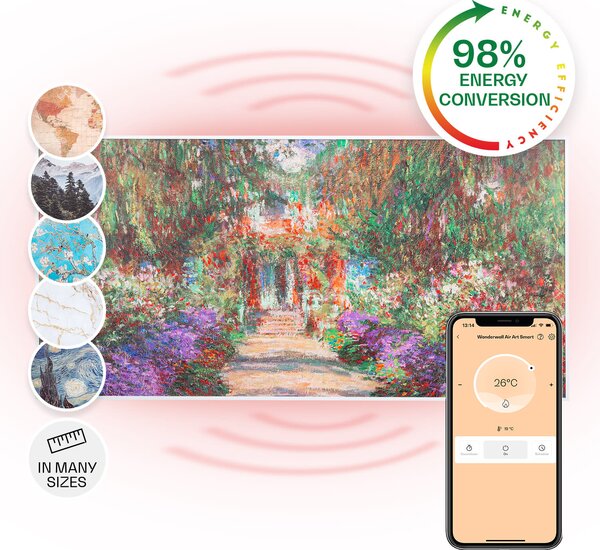 Klarstein Wonderwall Air Art Smart, инфрачервен нагревател, 120 х 60 см, 700 W, приложение, градински път