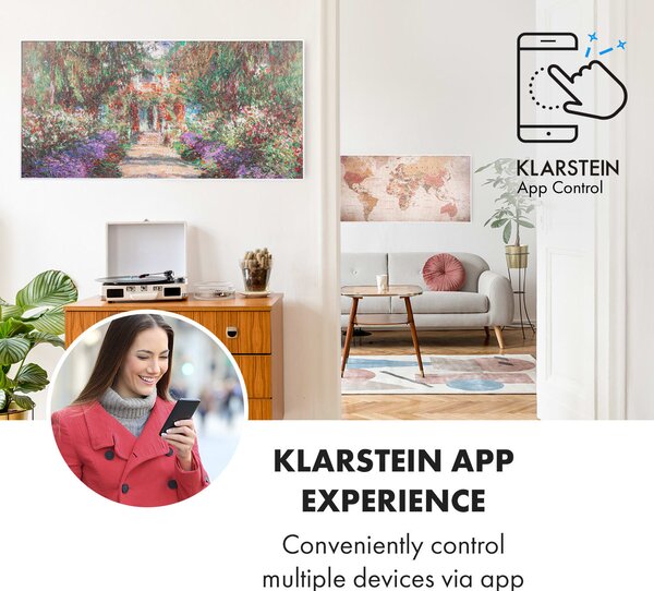 Klarstein Wonderwall Air Art Smart, инфрачервен нагревател, 120 х 60 см, 700 W, приложение, градински път
