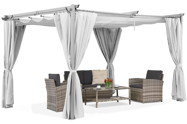 Бяла пергола La Palma 3x4m с пердета Garden Point