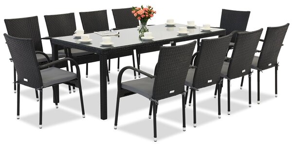 Градинска мебел от техникоратан Milan за 10 души с голяма маса Garden Point black