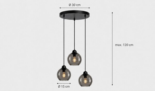 Пендел UNO 3xE27/60W/230V черен