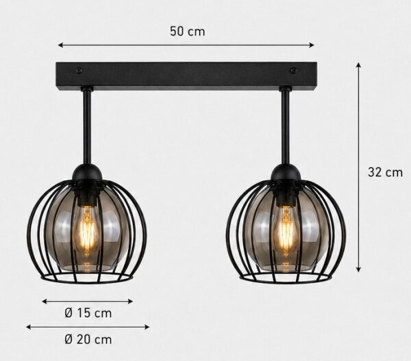 Полилей за повърхностен монтаж SOLO BLACK 2xE27/60W/230V