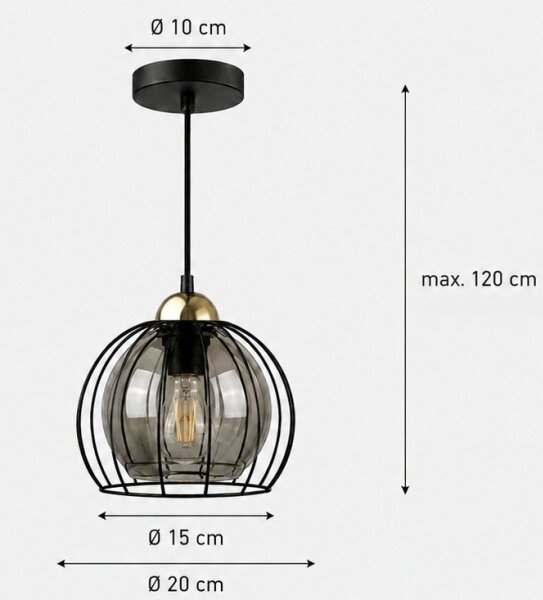Пендел SOLO BLACK 1xE27/60W230V черен/златист