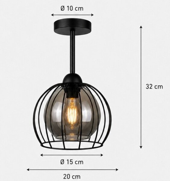 Полилей за повърхностен монтаж SOLO BLACK 1xE27/60W/230V