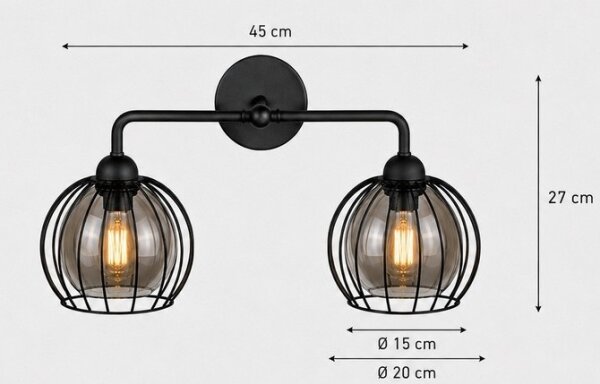 Аплик SOLO BLACK 2xE27/60W/230V