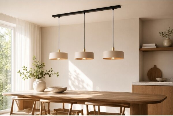 Полилей на кабел LATTE 3xE27/60W/230V бежов/черен/златист