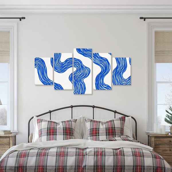 Картина от 5 части – Сини вълнообразни линии