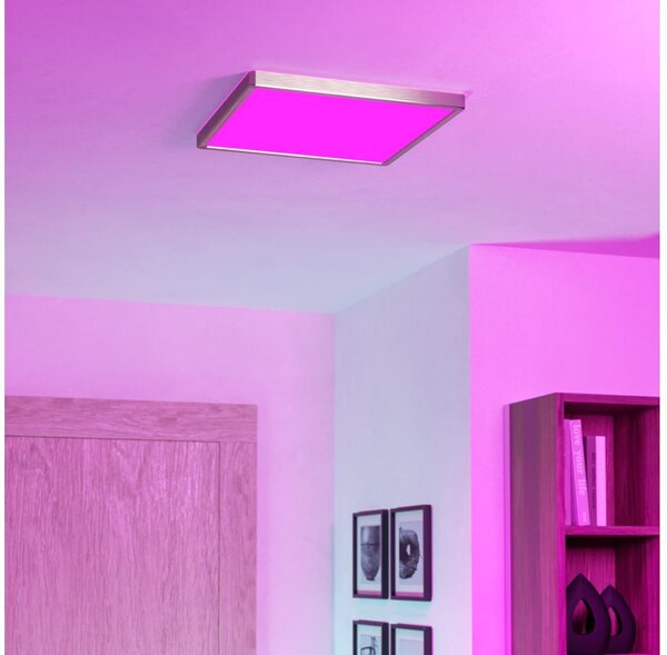 Eglo 901422-LED RGBW Димируем плафон с опушено стъкло FUEVA-Z LED/17,8W/230V 39x39cm IP44 хром