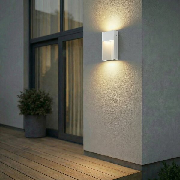 Lucande LED външна стенна лампа Kaholo, светлосива, CCT, IP44, Сив, Алуминий, Модерен