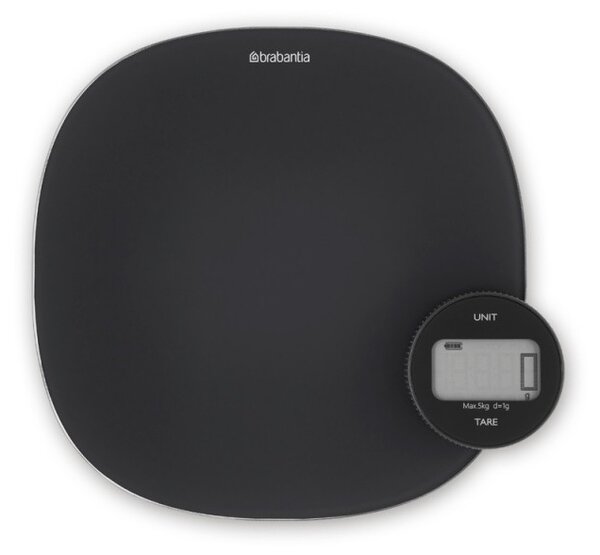 Кухненска везна Brabantia Tasty+ 1001253, До 5 кг, Без нужда от батерии, ТАРА, Дигитален дисплей, Тъмносив