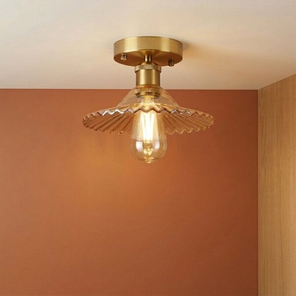 Плафониера TRISH 1xE27/15W/230V, златиста/димчато бежова