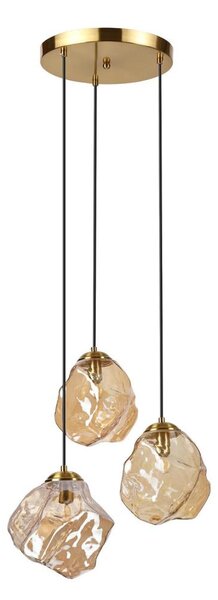 Полилей на кабел CRISTAL 3xE14/15W/230V месинг/опушено бежово