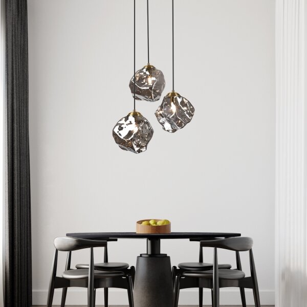 Полилей на кабел CRISTAL 3xE14/15W/230V месинг/димно черен