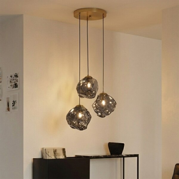 Полилей на кабел CRISTAL 3xE14/15W/230V месинг/димно черен