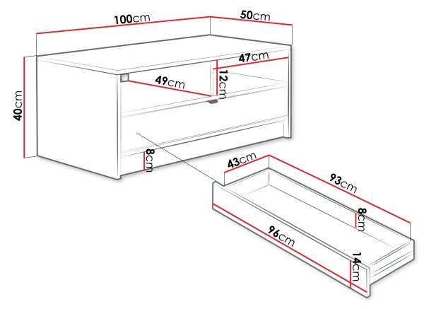 Конферентна масичка TIRENO 100x40 см черна