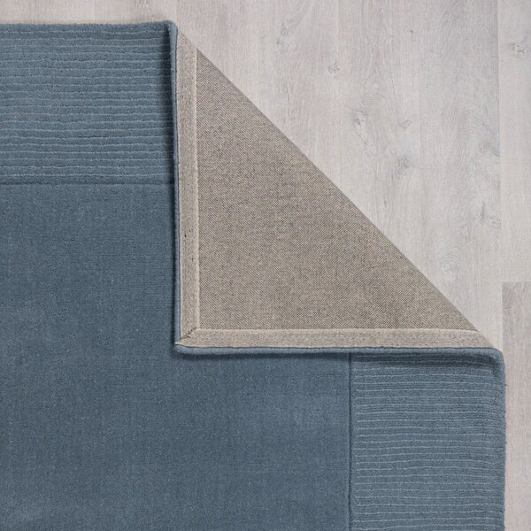 Тъмносин ръчно изработен вълнен килим 120x170 cm Textured Wool Border – Flair Rugs