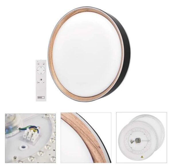 LED димируемо таванно осветително тяло ILVI LED/30W/230V 2700-6500K Ø 40 см черно/бежово + с дистанционно управление