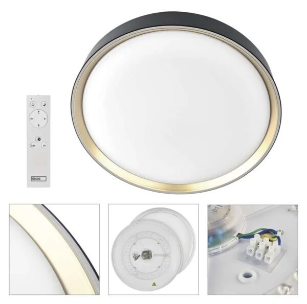 Димируемо LED таванно осветително тяло ILVI LED/30W/230V 2700-6500K Ø 40 см черно/месинг + с дистанционно управление