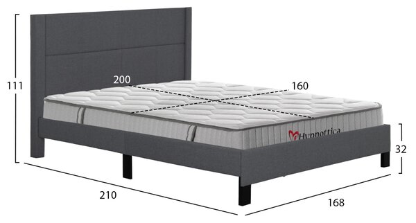Двойно легло с матрак trillop сив плат -- за размери 160x200см