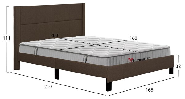 Двойно легло с матрак trillop кафяв плат -- за размери 160x200см