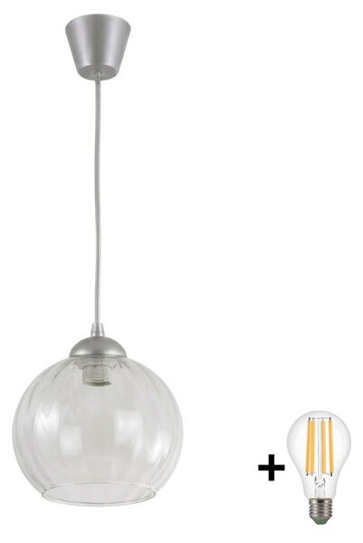 Brilagi - LED полилей на кабел RETRO GLASS 1xE27/60W/230V Ø 25 см сребрист/прозрачен