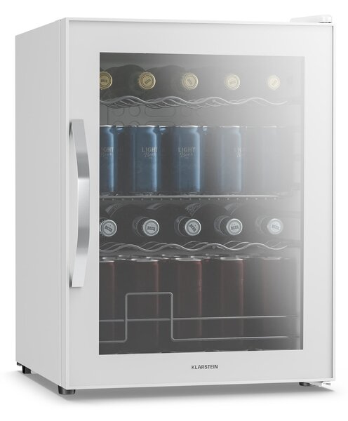 Klarstein Хладилник за напитки Beersafe с огледална стъклена врата | 64 x 48 см | 85 W | 60 литра | Бял