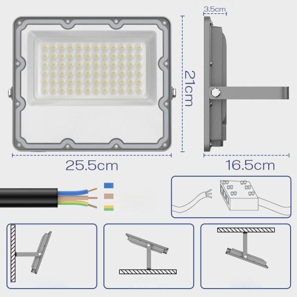 LED външен прожектор LED/100W/230V 4500K IP65 сив