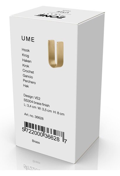 Стенна кука от неръждаема стомана в златист цвят Ume – Zone