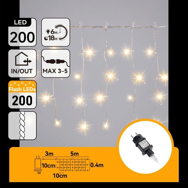 Aigostar - LED външна коледна гирлянда 200xLED 8x0,4m IP44 топла бяла