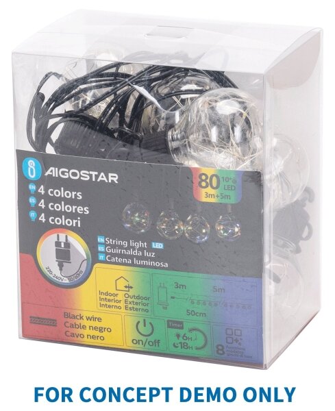 Aigostar - LED външен декоративен гирлянд 80xLED/3,6W/230V 5m IP44 топла бяла