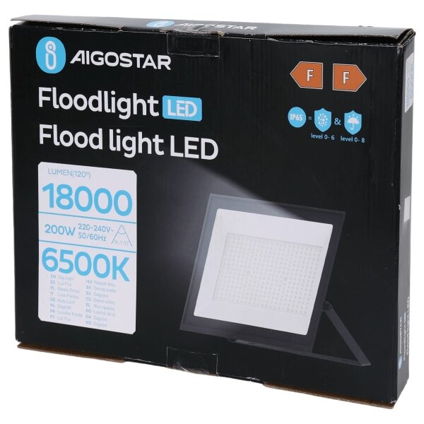Aigostar - LED прожектор LED/200W/230V 6500K IP65 черен