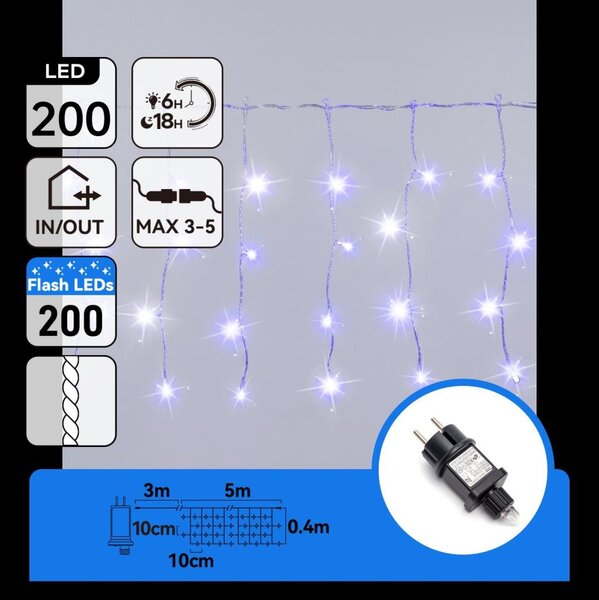 Aigostar - LED външна коледна верига 200xLED 8x0,4m IP44 синя