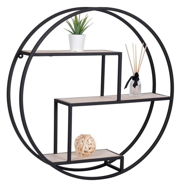 Черен/естествен на няколко нива стенен рафт от масивна Пауловния 62 cm Rotterdam – House Nordic