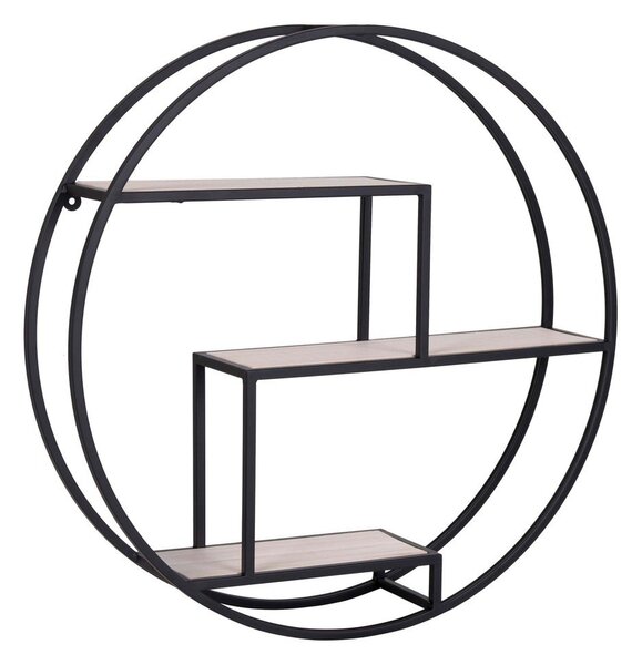 Черен/естествен на няколко нива стенен рафт от масивна Пауловния 62 cm Rotterdam – House Nordic