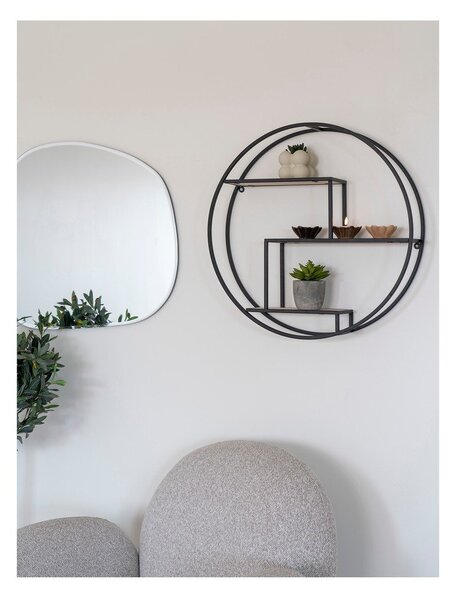 Черен/естествен на няколко нива стенен рафт от масивна Пауловния 62 cm Rotterdam – House Nordic