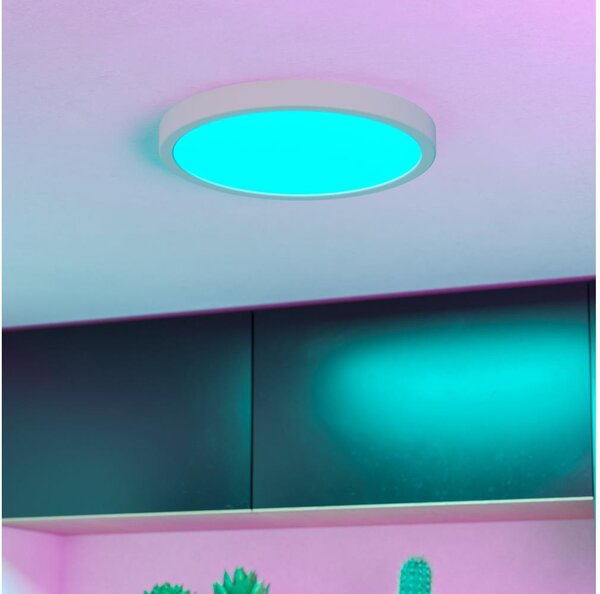 Eglo 901377 - LED RGBW димируем таванен плафон с опушено стъкло FUEVA-Z LED/14,3W/230V 27,8cm IP44 бял