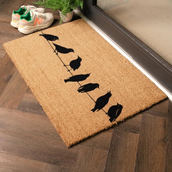 Изтривалка от кокосови влакна 40x60 cm Birds On a Wire – Artsy Doormats