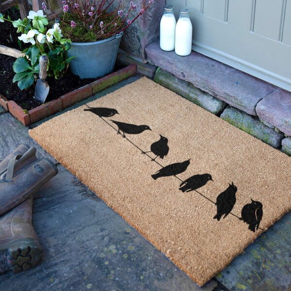 Изтривалка от кокосови влакна 40x60 cm Birds On a Wire – Artsy Doormats