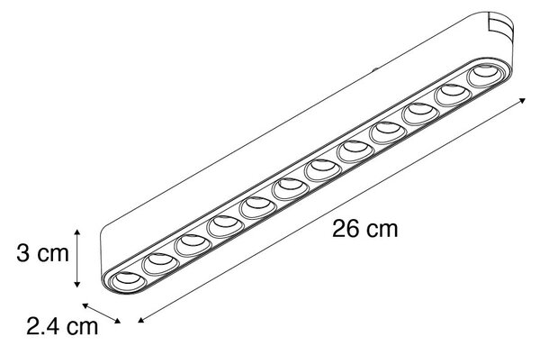 Модерно черно таванно осветление за релсова система 1-фазно 12W 3000K - Magnetic Puntua