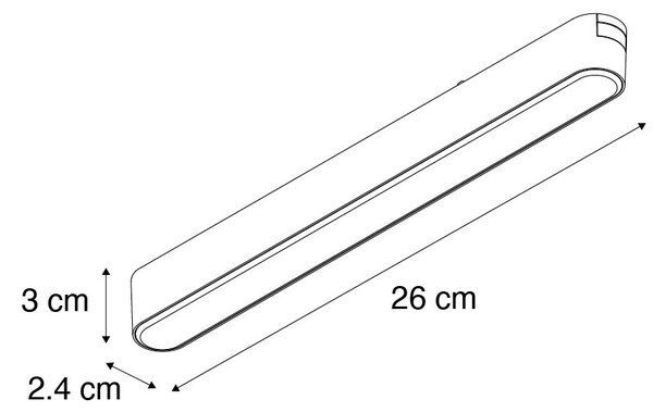 Модерен черен релсов прожектор 1-фазов 10W 3000K - Magnetic Marra