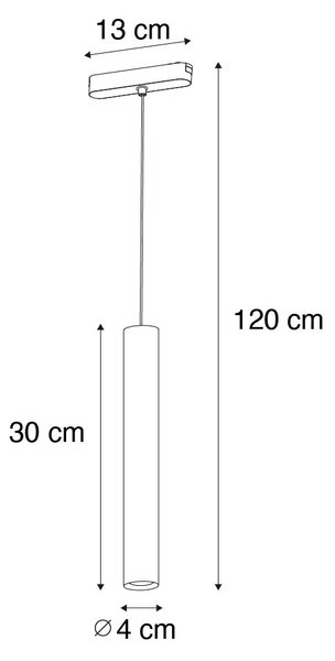 Модерен черен висулка за 1-фазова релсова система 4.5W 3000K - Magnetic Cassie