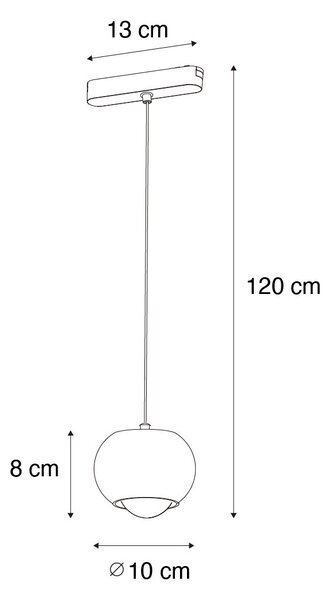 Модерен черен висящ лампа за 1-фазова релсова система с LED - Magnetic Lance